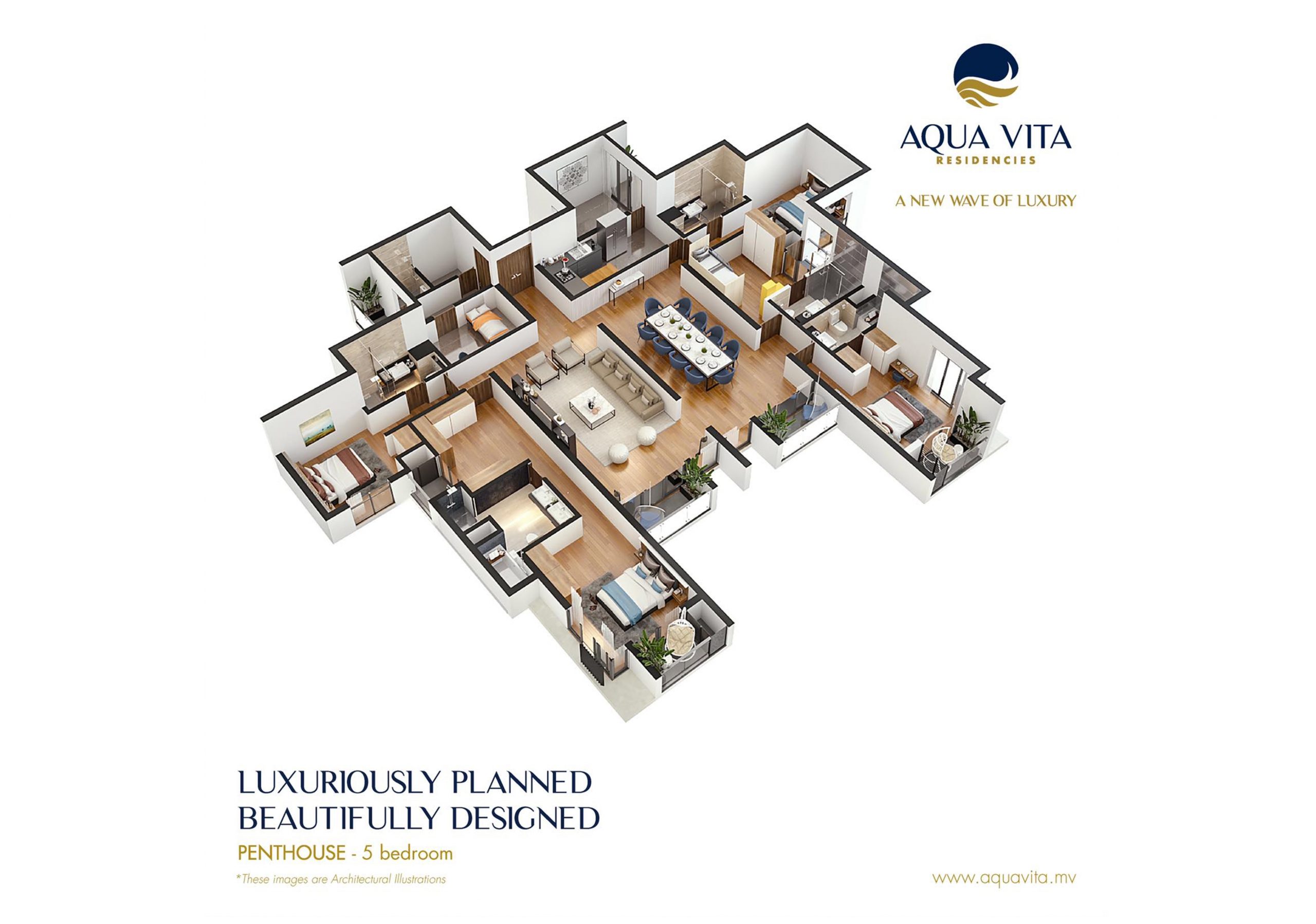 Architectural illustration - Penthouse - 5 Bedroom